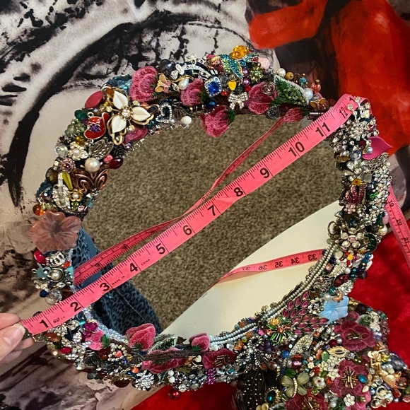 ONE OF A KIND!! Vintage Estate Large Embellished Standing Mirror - Picture 11 of 14